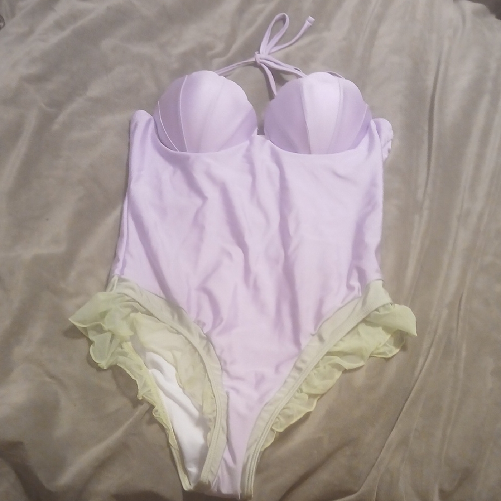 Lavender and Cream Kids One Piece Swimsuit